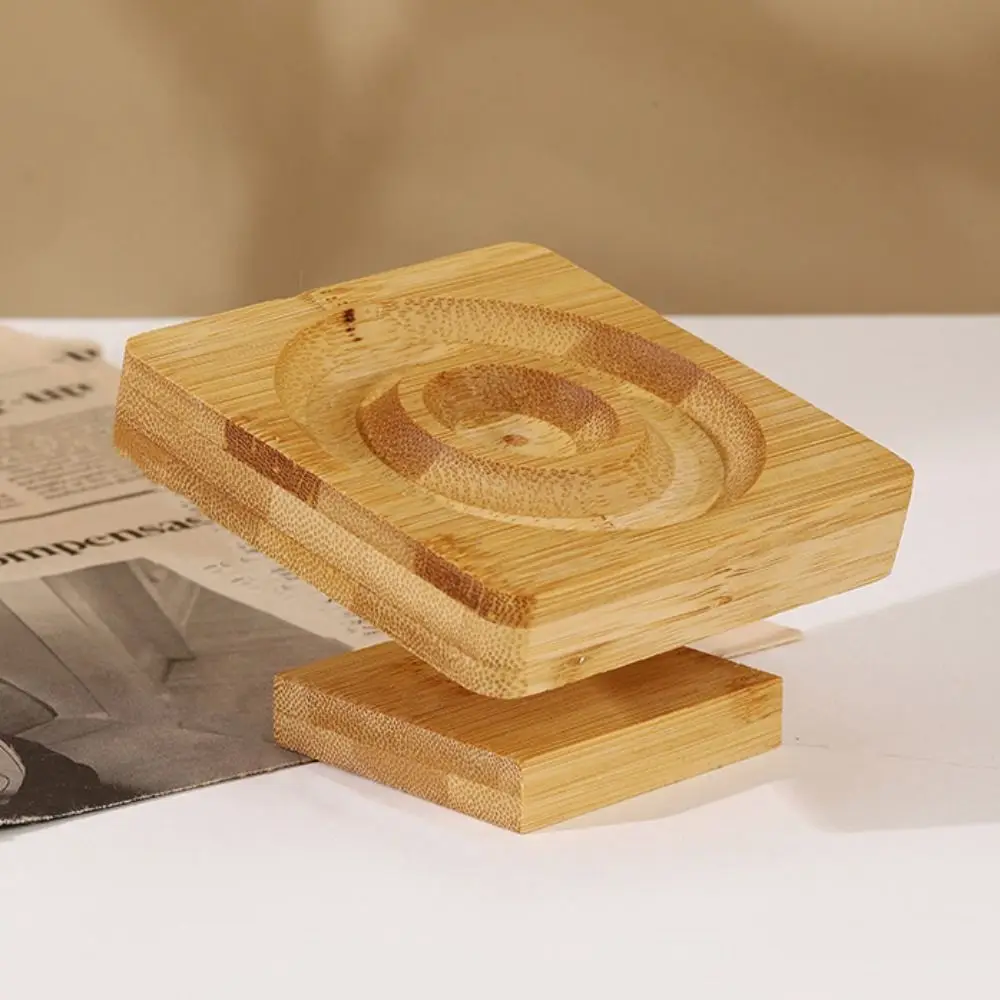 Simple Bamboo Wooden Jewelry Tray Built-in Groove Round Jewelry Display Plate Square DIY Tools Bracelets Holder Ornament