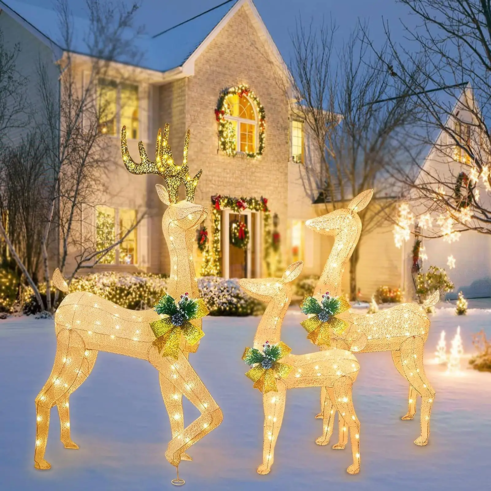 Christmas Stake Light 3-Piece Seasonal Lighted Decor Lighted Acrylic Stake Decoration for Yard Garden Pathway Patio Porch