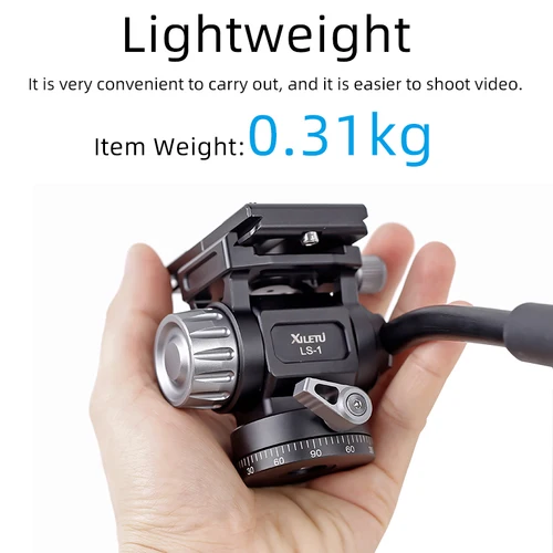Imagen 2 del producto XILETU LS1 cabezal de trípode panorámico cabezal de amortiguación de vídeo de fluido hidráulico para trípode monopié soporte de cámara soporte móvil SLR DSLR