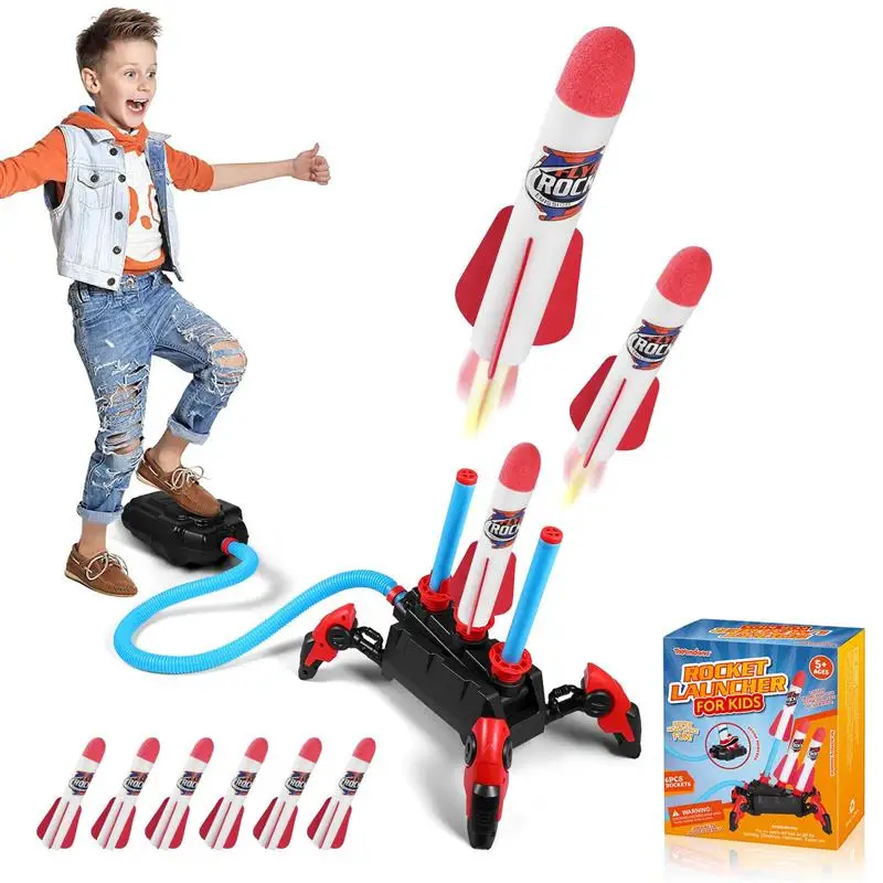 TOYANDONA 1 Set Outdoor Rocket Launcher Toy Kids Air Rocket Launcher Stomp Launch Foam Rockets High Flying Rockets Toys