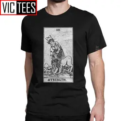 Unique Strength Tarot Card Major Arcana  Telling Occult Tshirt Men Cotton Tshirt Unique Camisas Hombre