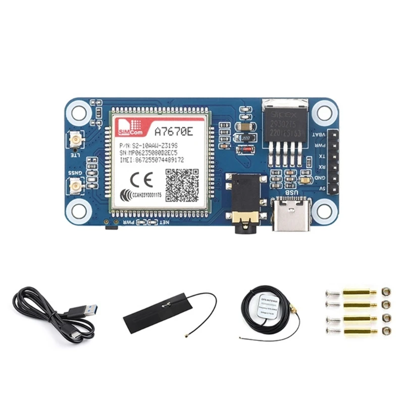 Cat1/GPRS/GNSS HAT for RPi Expansion Board, Based On A7670E Module Support Cat1 GNSS Positioning