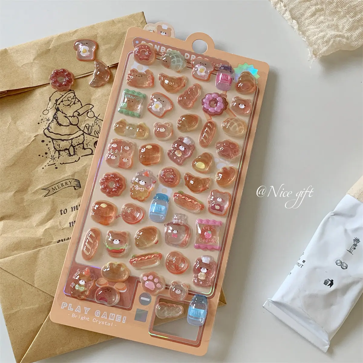 

Aesthetic Kawaii 3D Embossed Crystal Epoxy Stickers, Stereo Phone Decals Decorative Small Pattern DIY Craft Gift for Girls