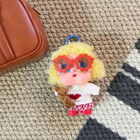 For CRYBABY Vacation Mode On Love sweater dress shoes set For labubu 17cm doll clothing Outfit Accessories