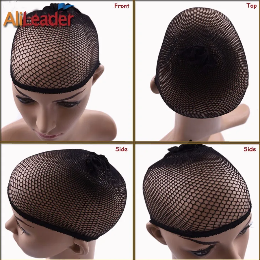 Retina per capelli a rete Cuffia per parrucca a rete nera per tessitura Protezione per parrucca Retina per capelli elastica elasticizzata Retina per capelli a rete con estremità aperta 1/2/5Pc Protezione per parrucca per le donne