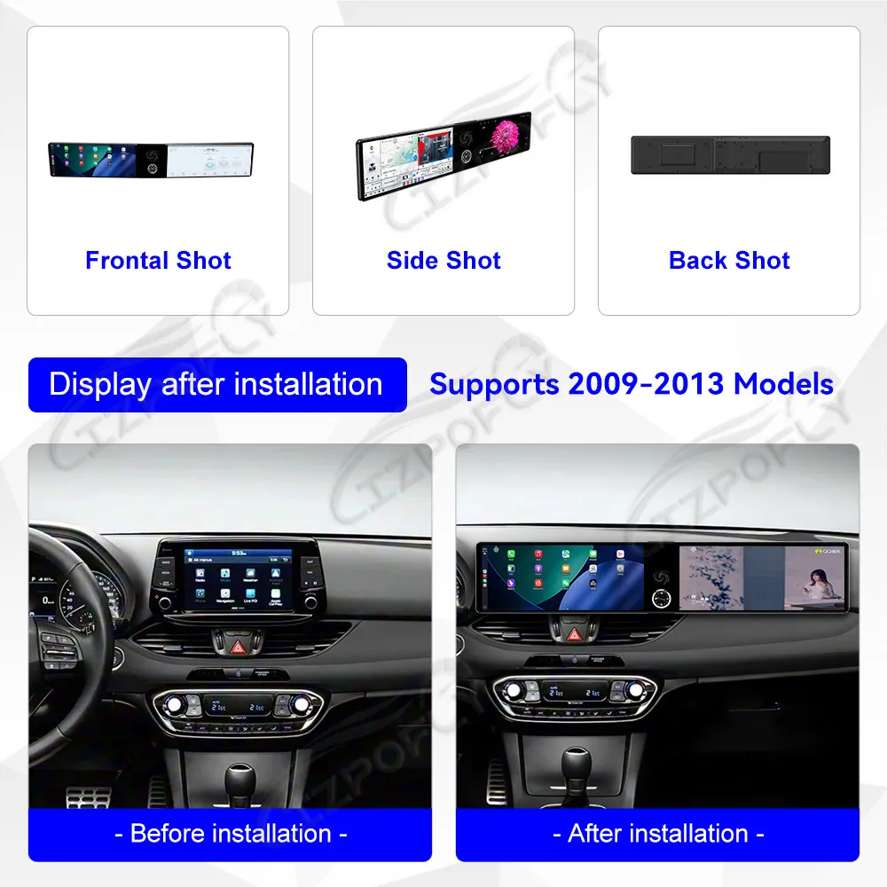 

Комплект обновления автомобильного радио для Hyundai i30 2017-2022, двойной 12,3-дюймовый автомобильный GPS-навигатор, мультимедийная система Qualcomm Android 13 Carplay