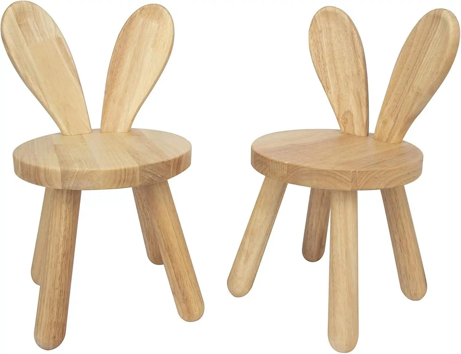 

Wooden Chair Set(Pack 2), Naturally Finished Solid Hardwood,Bunny Ear Toddler Stool,Handmade, for Playroom, Nursery, Preschool,