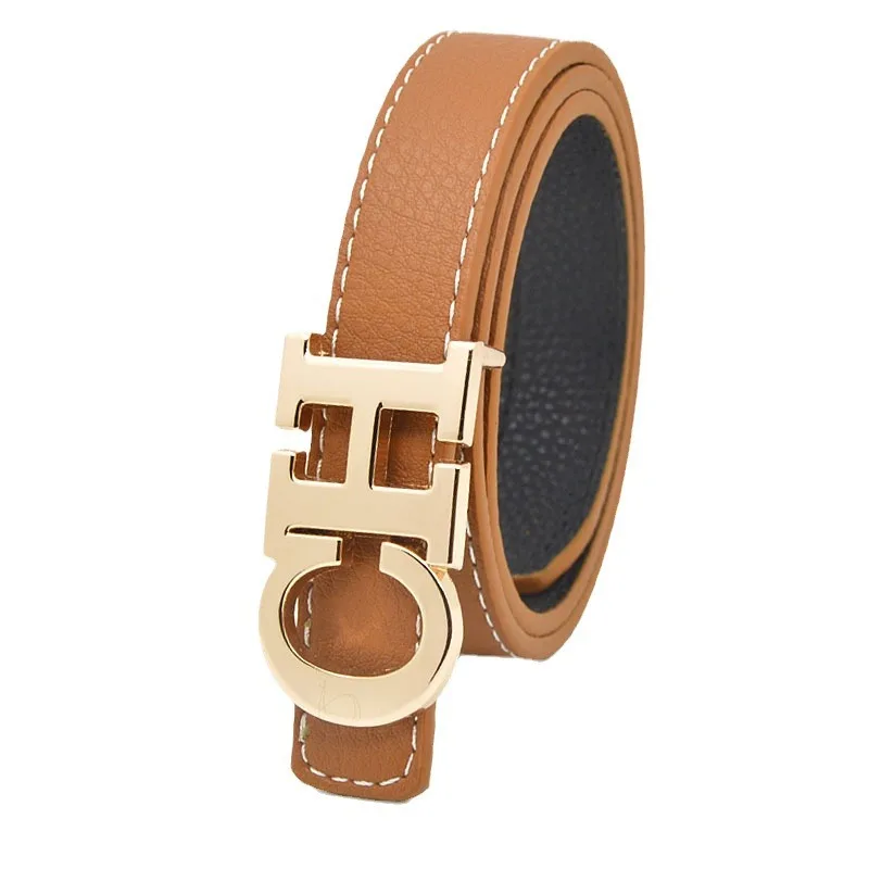 New Men's and Women's Belts Fashionable and Popular Letter Buckle Real Leather Versatile Jeans Decoration Men's and Women's