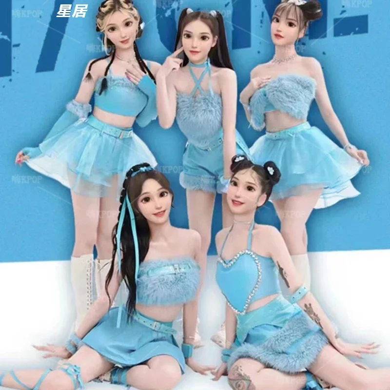 Kpop Cantante coreana Costume da ballo jazz Donna Costume da performance sul palco Slim Sling Vest Crop Top Gonne sexy Pantaloncini Abbigliamento DJ