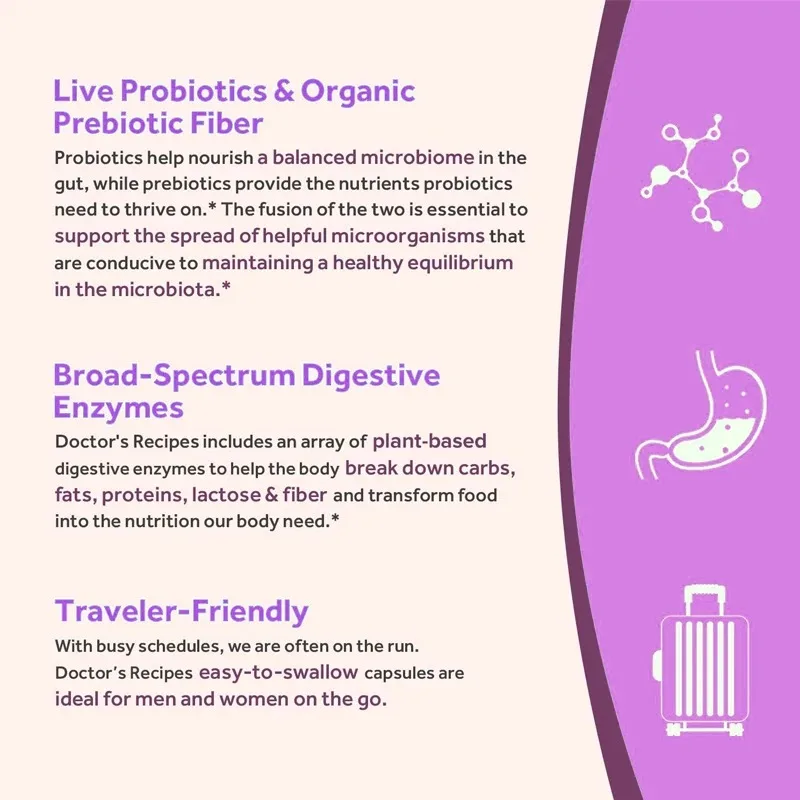 Bcuelov Beneficial Probiotics Contain Digestive Enzymes for Gastrointestinal Balance, Digestion and Enhanced Body Protection