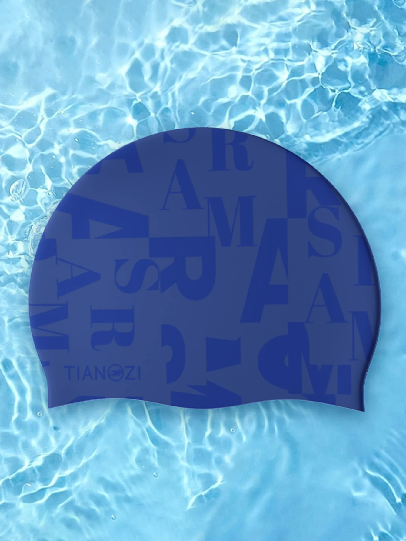 

Силиконовая шапочка для плавания для взрослых: водонепроницаемая, противоскользящая, высокая эластичность с буквами с полным принтом, дизайн унисекс