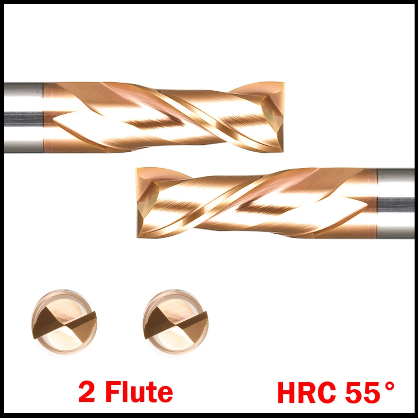 

Спиральный концевой фрезерный станок HRC55, твердосплавный режущий инструмент с 2 канавками, внешний диаметр 1 мм, 1,5 мм, 2 мм, 2,5 мм, вольфрамовый сплав