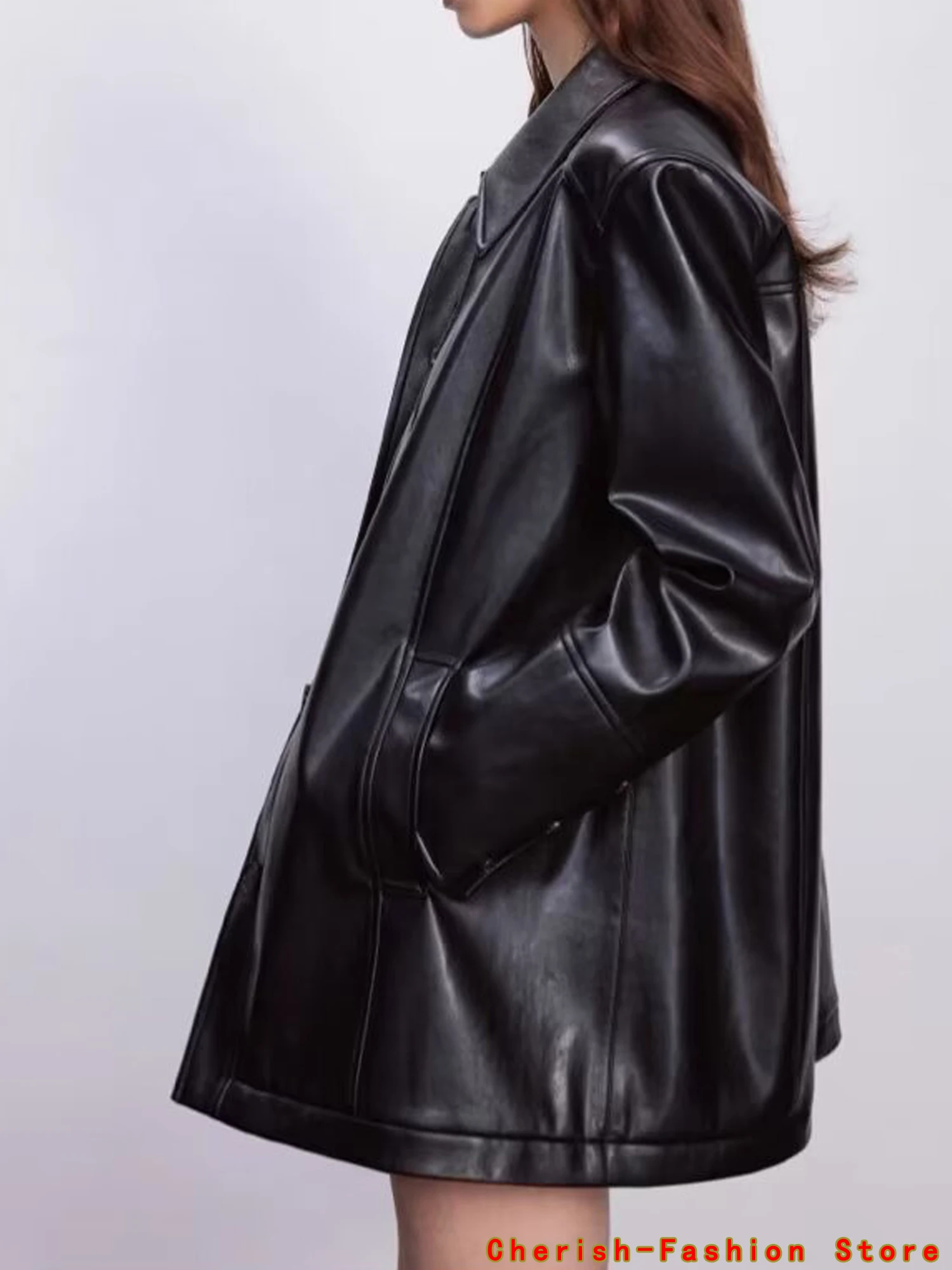 PU Faux Leather Jacket Women Loose Sashes Casual Biker Jackets Outwear Female Tops BF Style Black Leather Jacket trench coat Hot