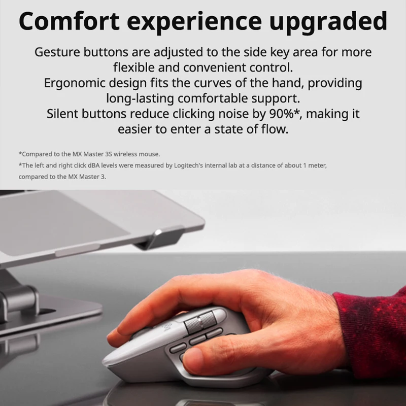 لوجيتك ماستر 4 ماوس مكتب بلوتوث لاسلكي، عجلة مغناطيسية MagSpeed، 200-8000 نقطة في البوصة، بطارية 650 مللي أمبير في الساعة