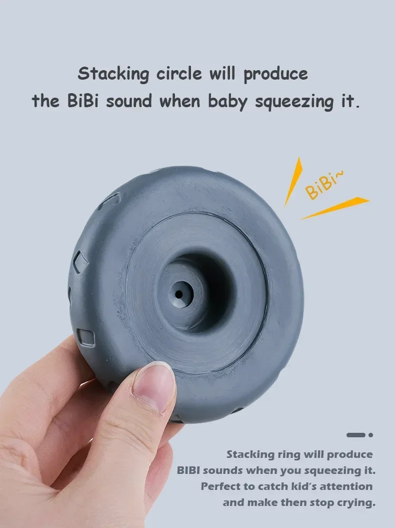 Block Toy Soft Silicone Stacking Tower Soft Cubes Bath massaggiagengive sonagli Building Blocks Toddlers Montessori Educational for Kids