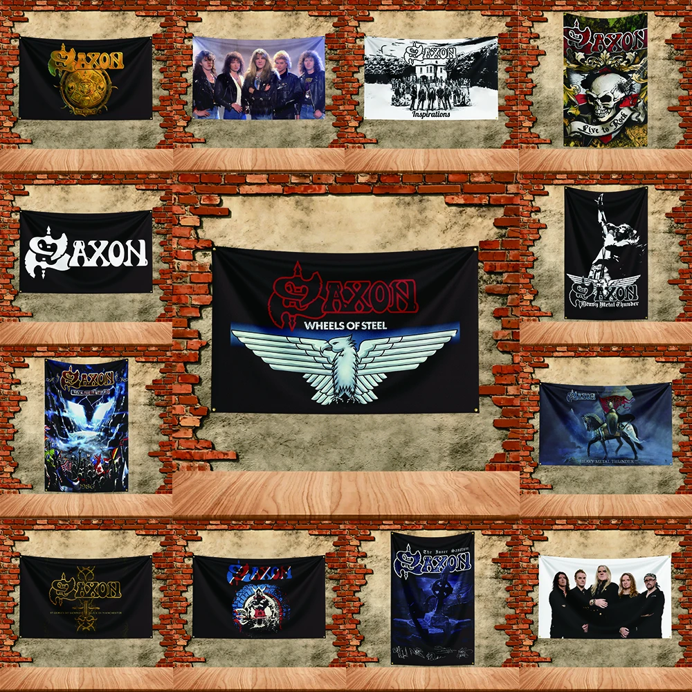 Music Band Flag 3x5ft for Saxon Fans Banner Custom any Image Garage Bedroom Living Room Dorm Wall Hanging Decor Tapestry
