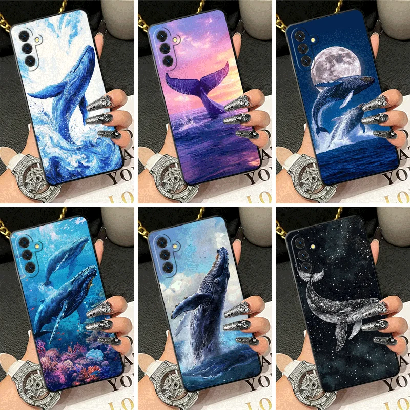Soft Silicone Phone Case for Samsung A17 A16 A15 A14 A13 Humpback Whale Sea Giant Shell A57 A56 A55 A54 A53 A37 A36 A27 A26 A35