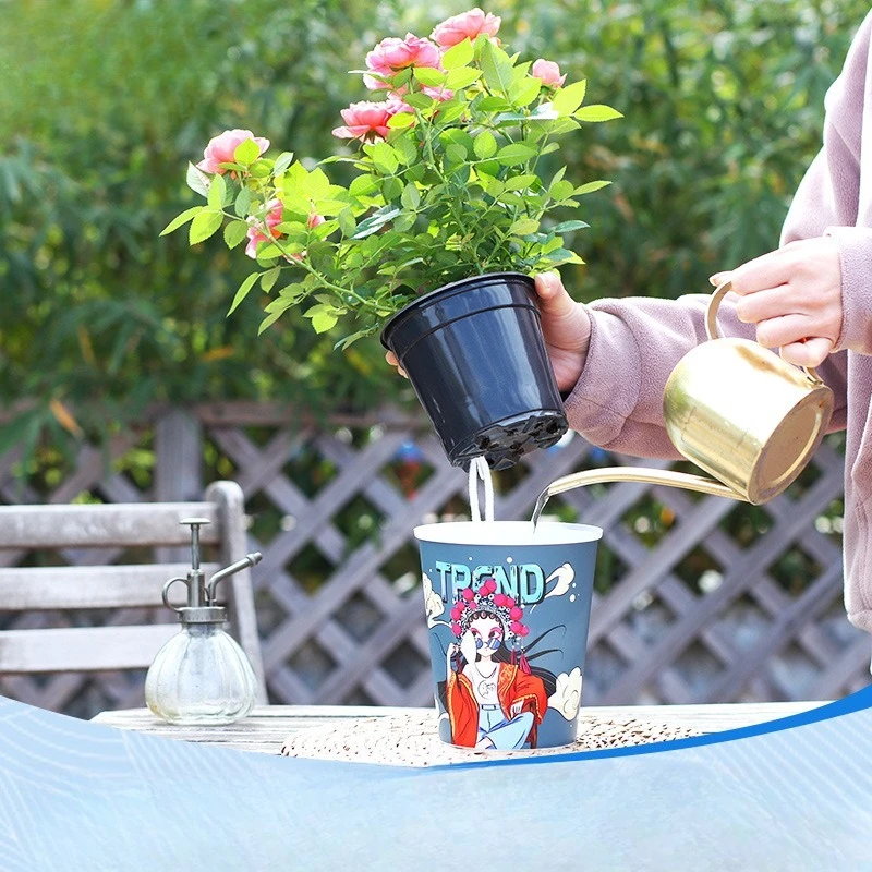 Plastic flowerpot China-Chic Cultural Innovation New lazy flowerpot Planting pot Seedling raising pot Double color pot
