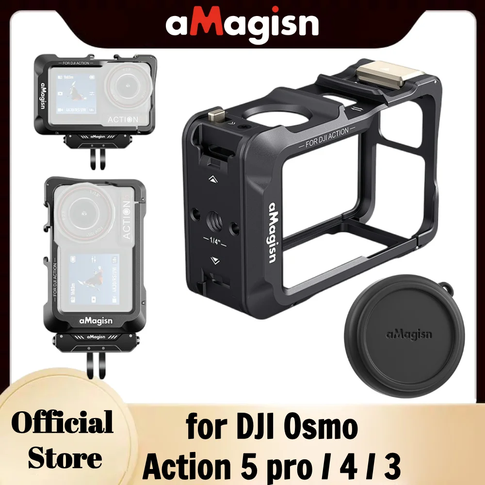 aMagisn Aluminum Cage for DJI Osmo Action 5 pro / 4 / 3, Quick Release Frame,Metal Housing,DJI Osmo Action5 Pro Accessories