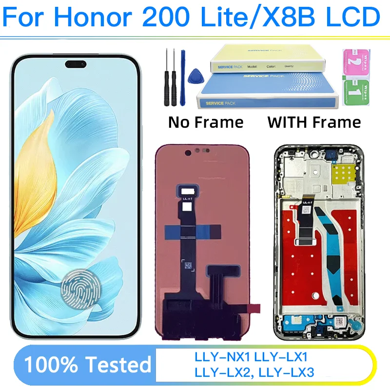 67インチamoled-for-honor-200-lite-lly-nx1-lcdディスプレイ-デジタルタッチスクリーン-for-honor-x8b-lly-lx1、lly-lx2、lly-lx3-ディスプレイフレーム