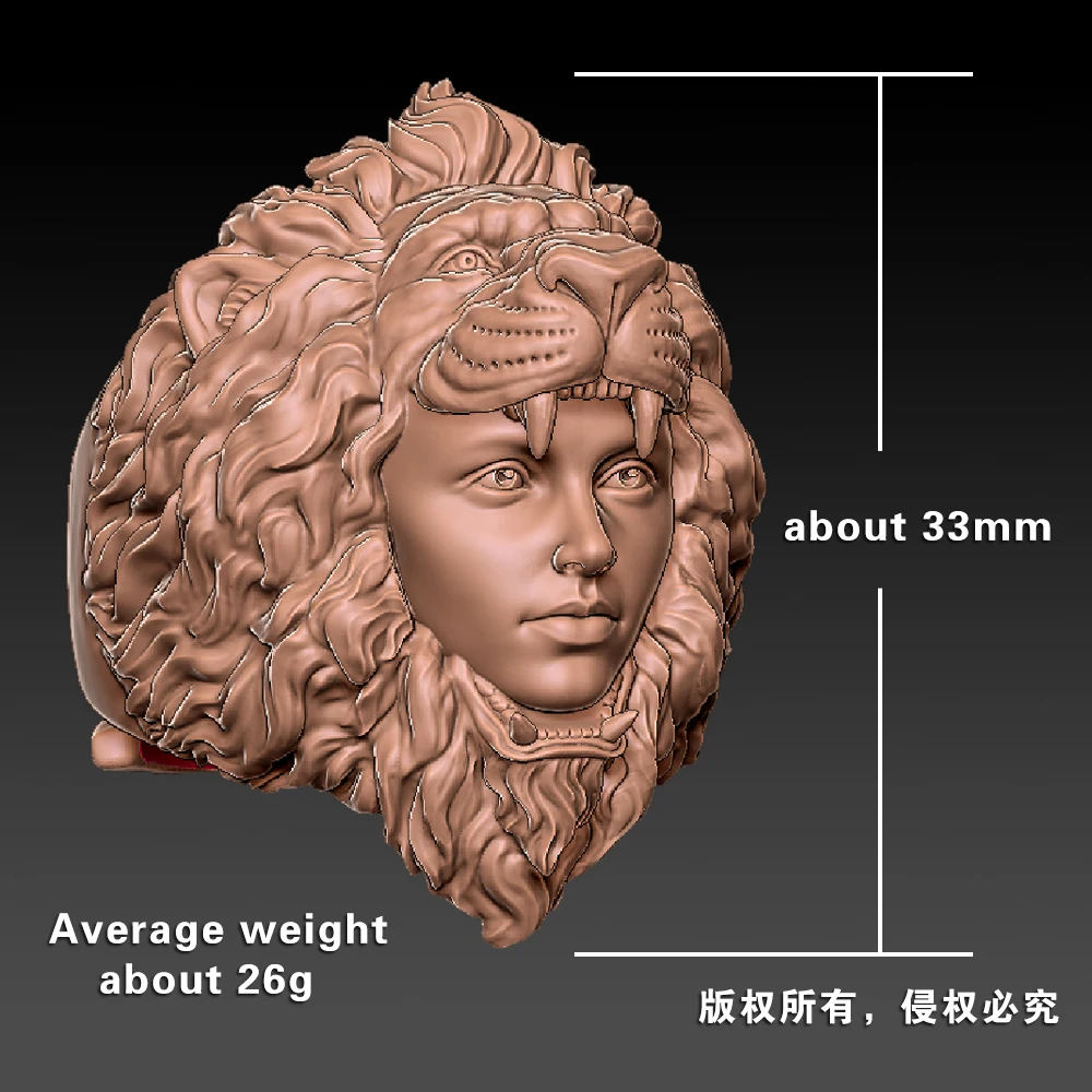 Huge Cupronickel Lion Beauty Biker Ring Punk Jewelry CP349 Open US Size 8-15