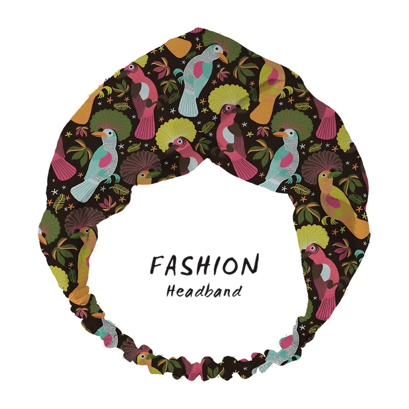 Women Bohemian Hair Bands Colored birds Print Headbands Retro Turban Bandage Bandanas HairBands Hair Accessories Headwrap