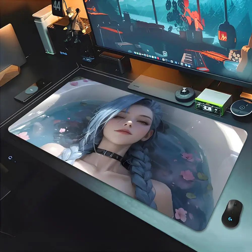 High Quality l-League of Legend J-Jinx  Mouse Pad Tapetes de Mesa Teclado, Borracha Kawaii, Tapete de Mesa Antiderrapante, XXL,9