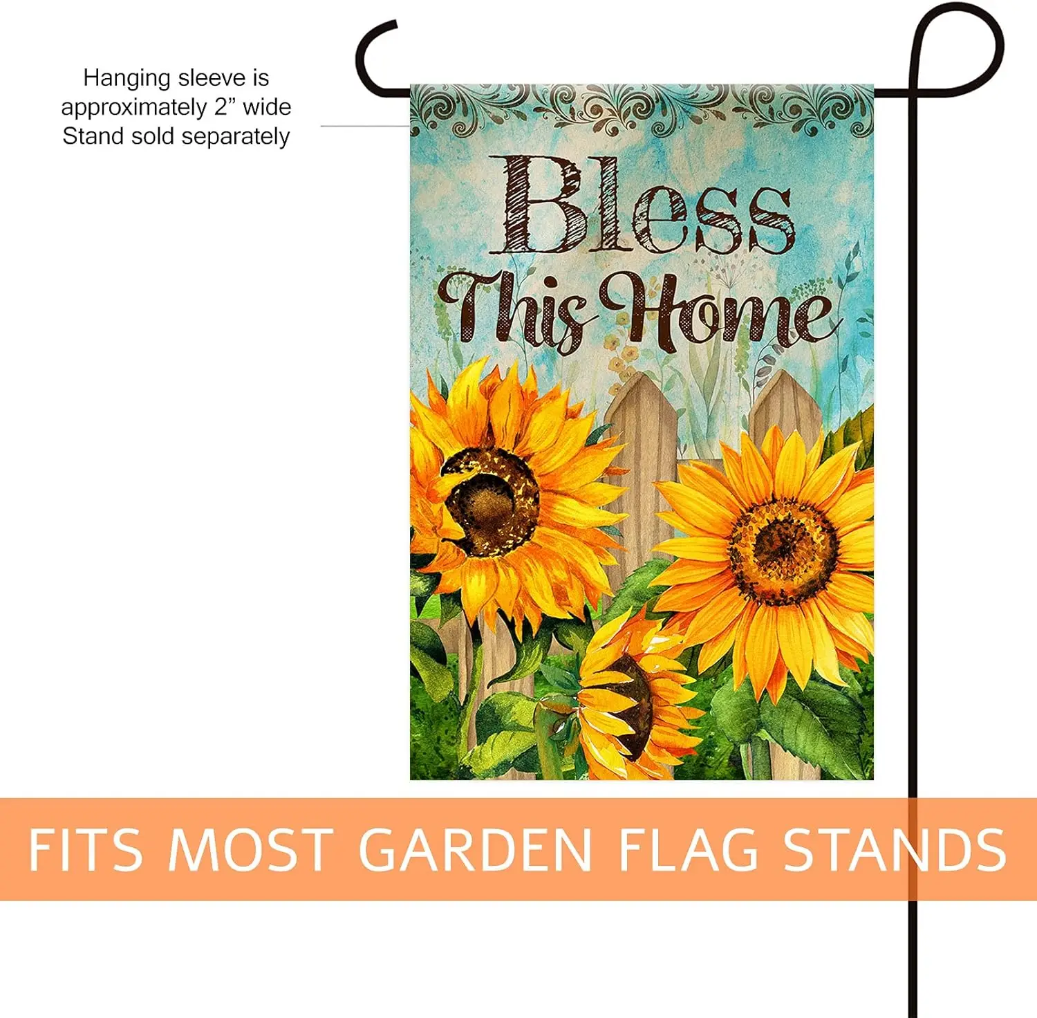 Texupday Bless This Home Fence Sunflowers Decor Fall Garden Flag Farmhouse Autumn Outdoor Yard Flag 12