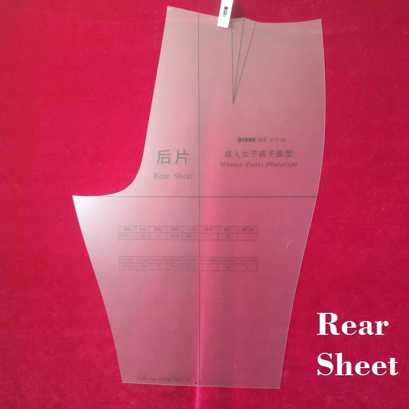 Large 1:1 Women's Pants Pattern Ruler Template - Full-Size Apparel Pattern Drafting Tool K111