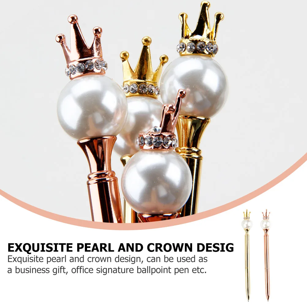 

2Pcs Metal Ballpoint Pens Rotating Crown Elegant Design Office Business Smooth Writing Pens Metal Crown Rotating Pen