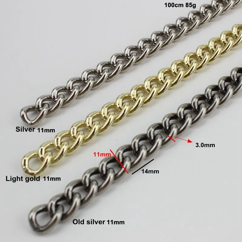 1Meter 11MM 13MM 17MM 22MM Aluminium Chain Light weight  Chain For Handbag Purse Adjusted Strap Handbag Straps Bag Accessories