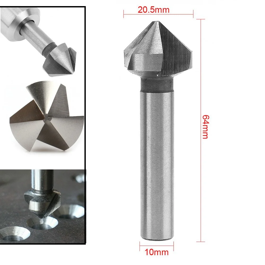 3 Flute Countersink Boring 90 Degrees Countersink Drill Bit HSS Chamfering Cutter Chamfer Metal Drilling Bits Metal Milling Tool