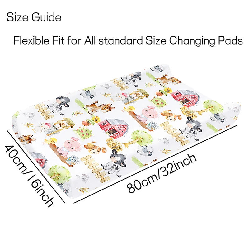 Baby Changing Pad Cover Stretch Breathable Soft Diaper Changing Table Sheets Farm Style Print Changing Mat Cover