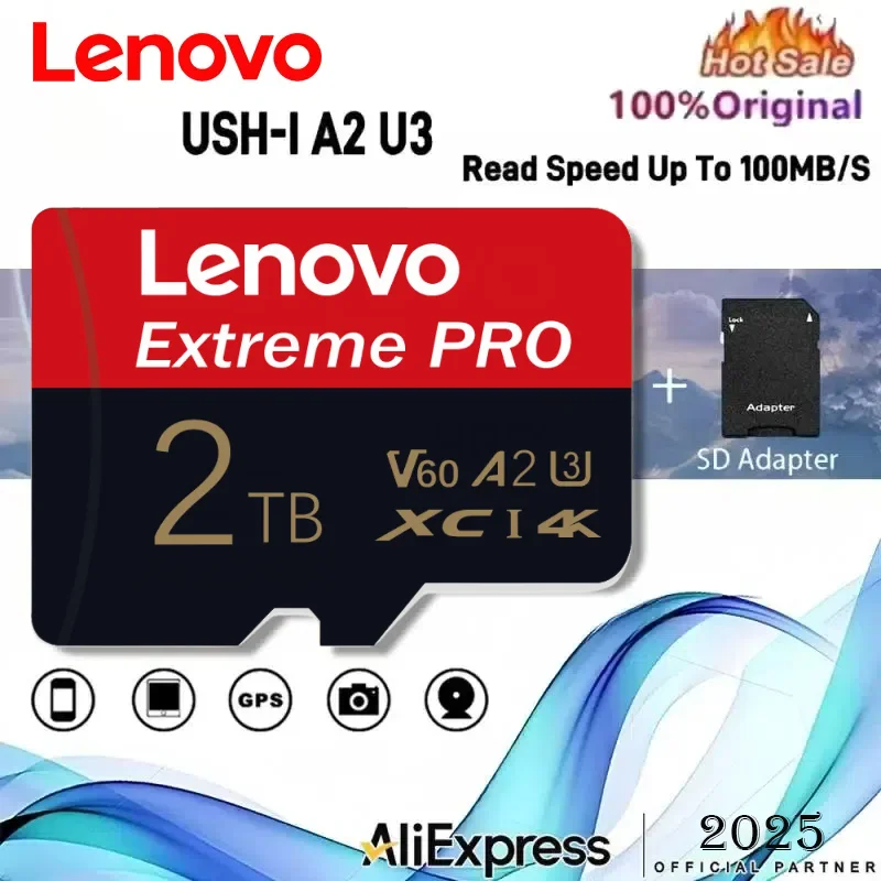 Lenovo 2TB Extreme PRO MicroSD 256GB UHS-I Memory Card 128GB micro SD Card TF Card 200MB/s Class10 U3 V30 A2 cartao de memoria