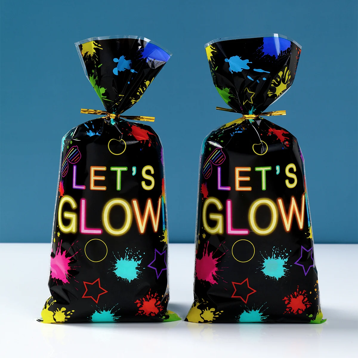 

25/50 Pcs Glow Party Doodle Candy Gift Christmas Day Bags Opp Flat Pocket Food Wrapping Bags Kids Glow Party Supplies