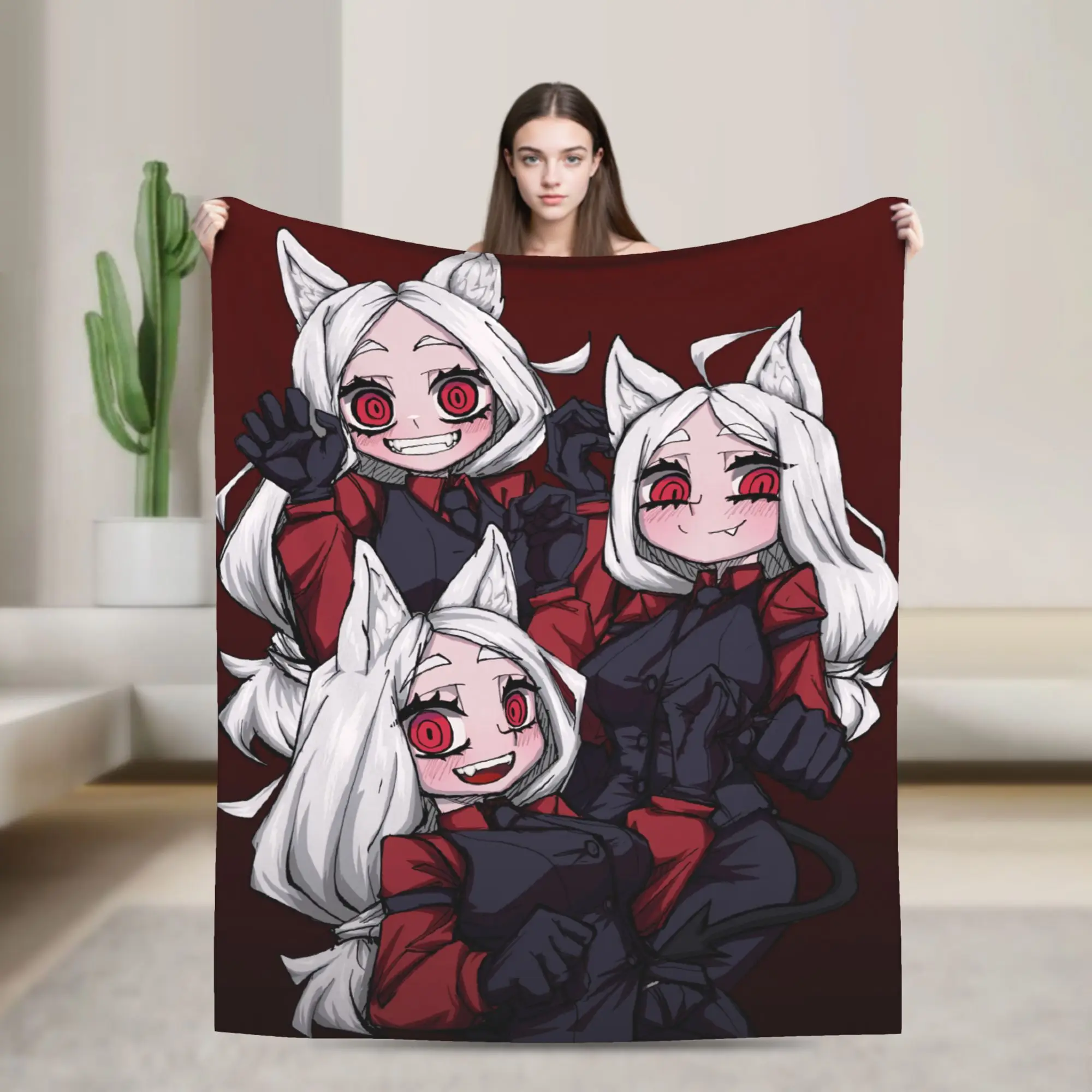 Super Soft Contradiction Helltaker Lucifers Modeus Blanket Premium Flannel Fleece Lightweight  Bed Blanket Cozy Warm Bedspread