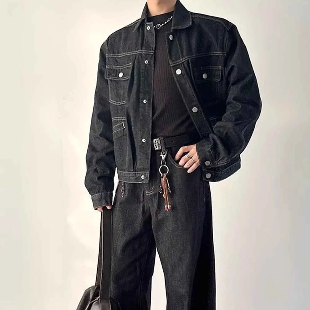 

Autumn New Men's Multi-Pocket Long-Sleeved Denim Jacket American Retro Fashion Trend High Street Loose Casual Niche Men's Tops