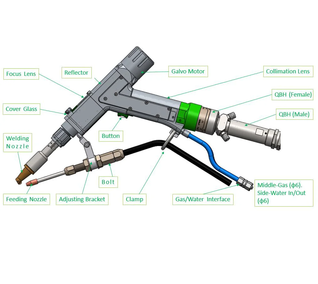 RayTools 4 in 1 laser weld gun weld head weld nozzle 1000W 1500W 2000W industrial laser welder equipment parts