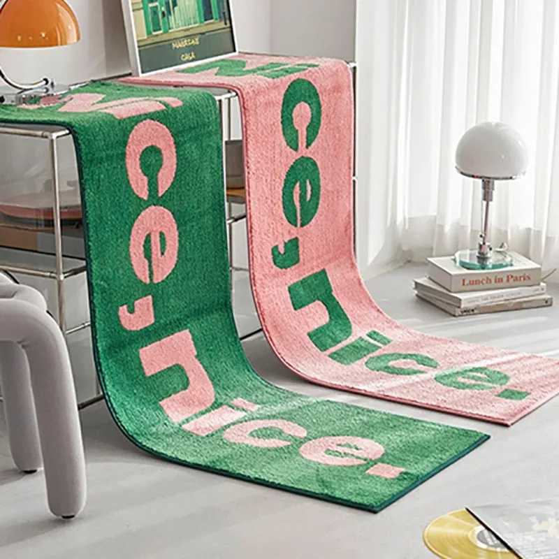 American Style Long Pink Flocking Carpet DDD Bedroom Living Room Sofa Foot Mat Bathroom Rug Machine Washable Home Decor