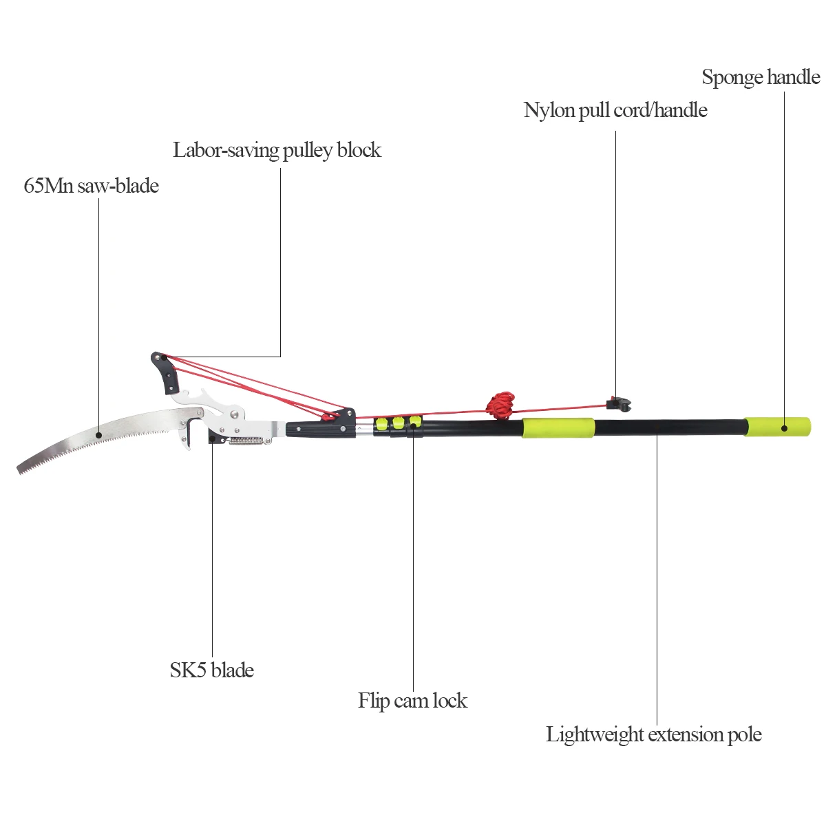 12 ft Telescopic Pruner Long Handle Tall Tree Trimmer Pruning 3.6 meters Extension Pole Saw High Altitude Branch Cutting Tool