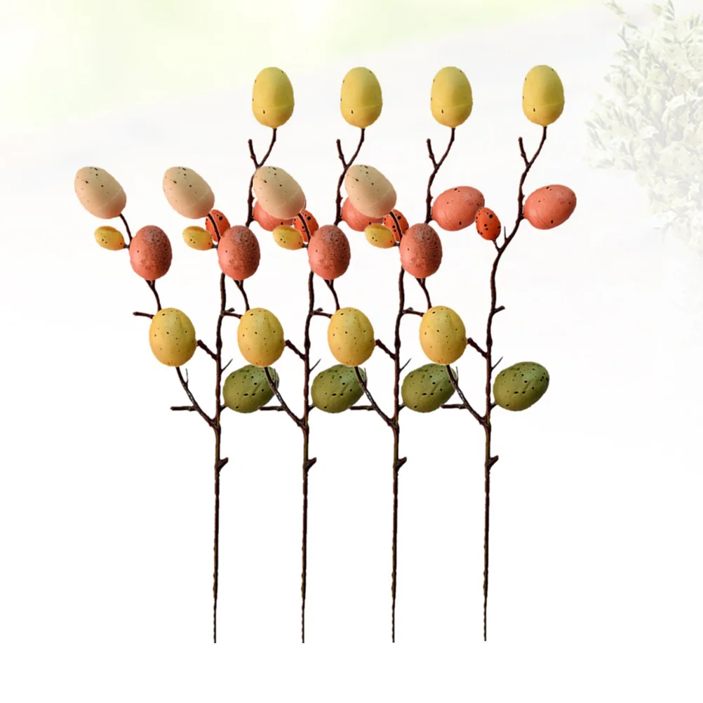 

4Pcs Simulation Branches Easter Egg Decorations Home Outdoor Party Decor Floral Arrangement Adornments