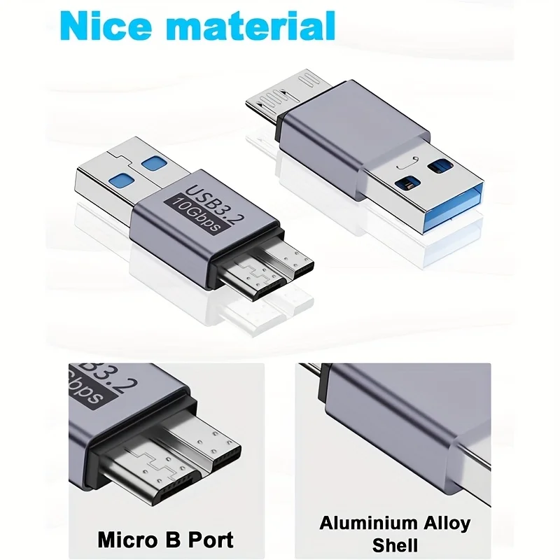 USB C 3.2 Micro B Male to Female Type C Adapter for External Hard Drive Enclosure Laptop Game Console Game Data Transfer (
