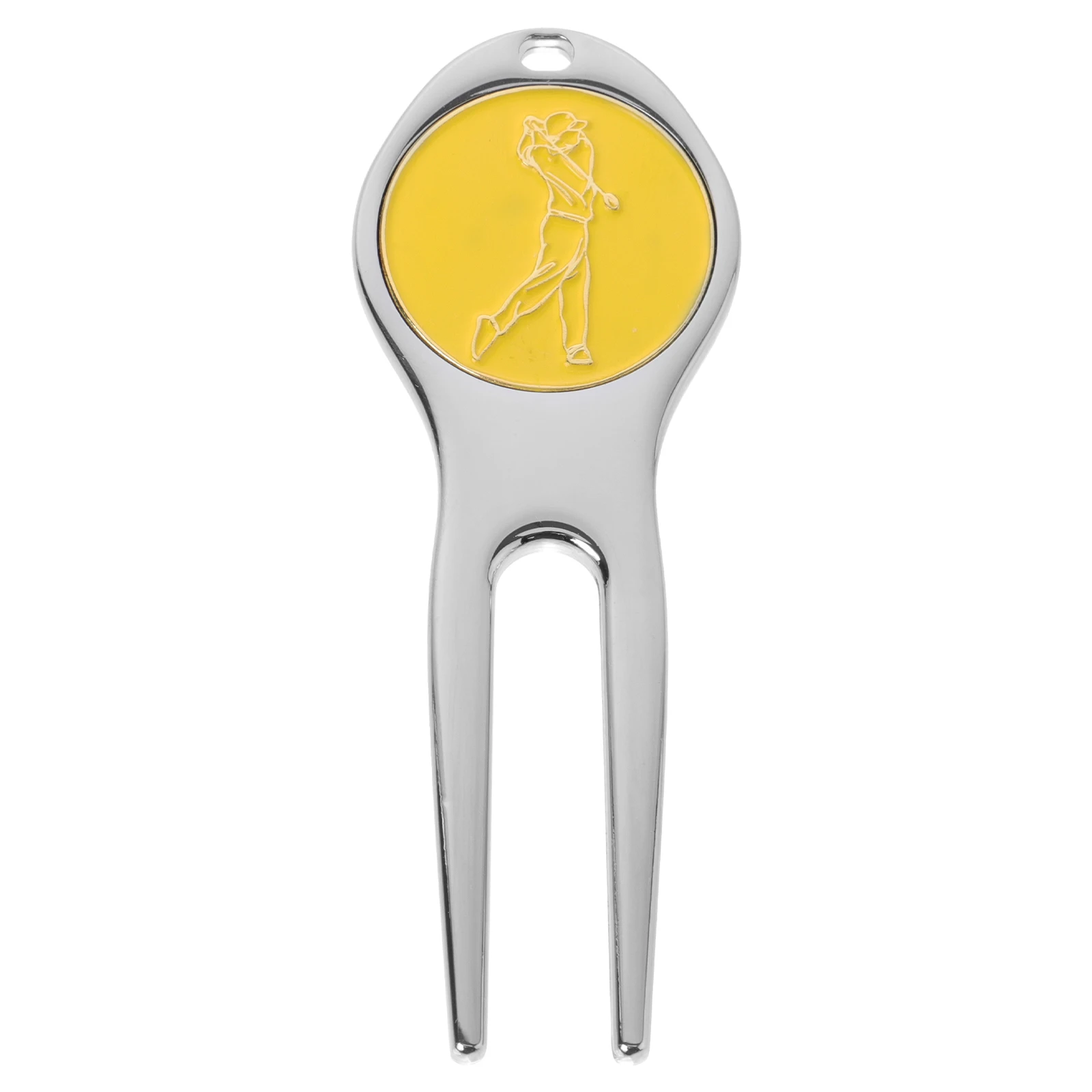 

Golf Divot Fork Zinc Alloy Repair Tool Portable Golfs Accessories Yellow Color Golfing Supplies Lawn Care Marker