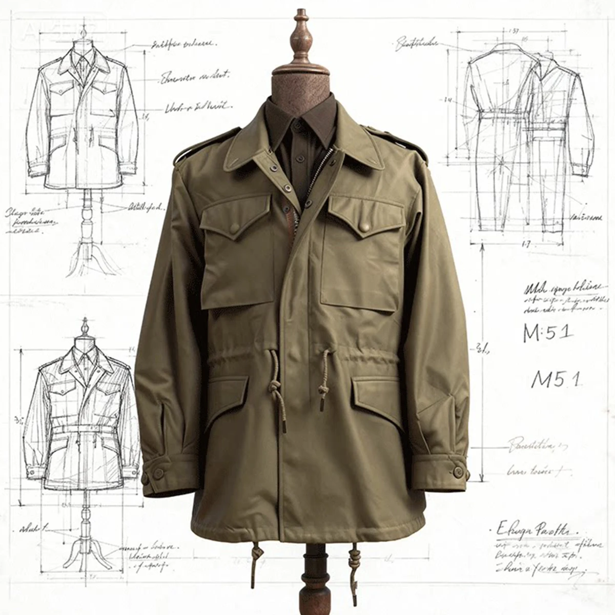 

M51 Jacket Coat Parka Short Version Windbreaker Workwear Pure Cotton High Density Satin Fabric Men Military Outdoor Casual Wear