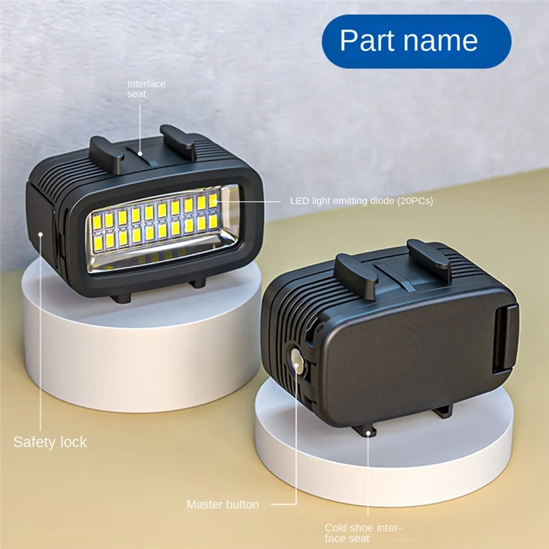 Vendita calda 40M Impermeabile Immersione subacquea Luce di riempimento Luce video a LED per Hero 10 9 8 Action Camera / SLR Mirrorless Camera