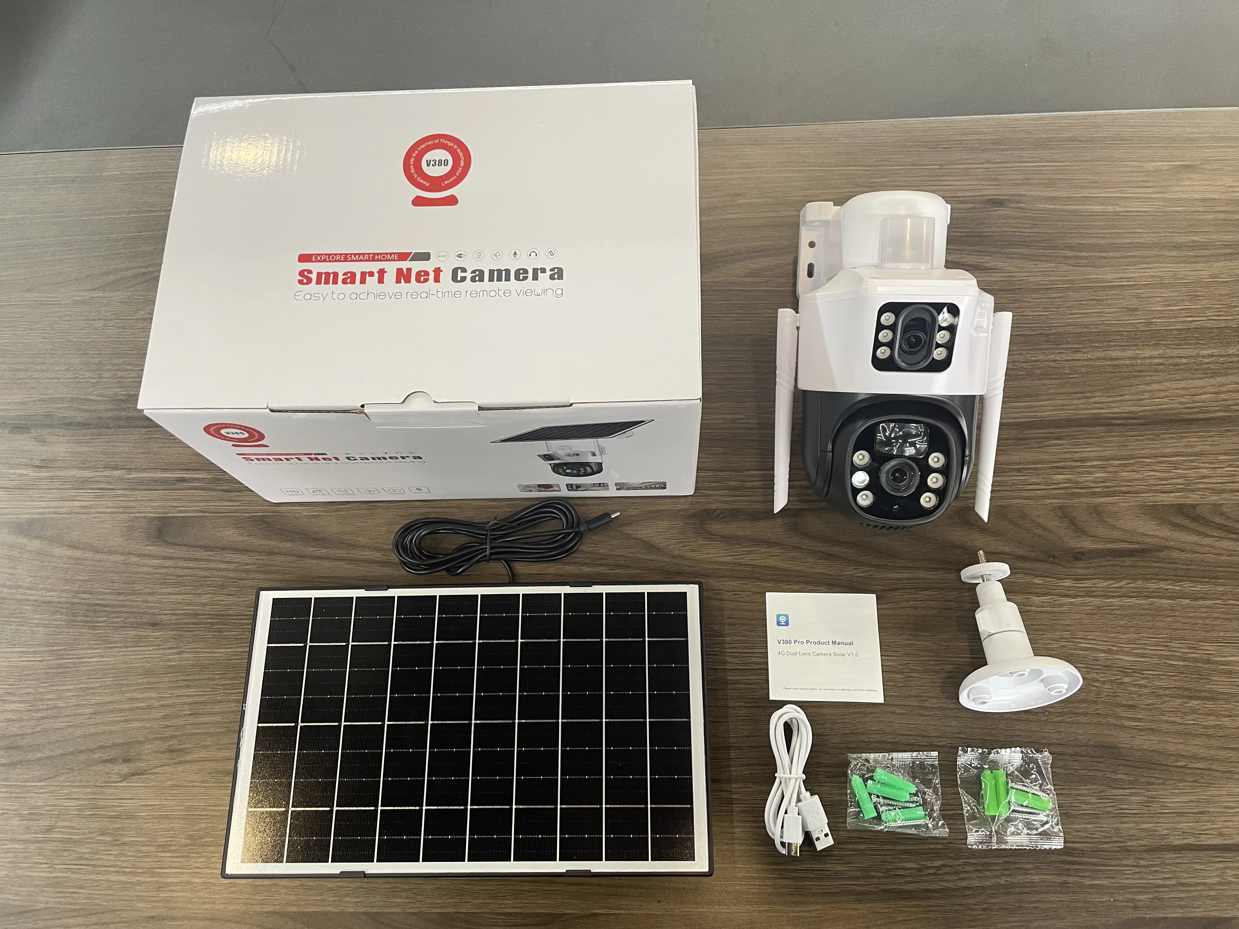 7.5 واط لوحة طاقة شمسية 8000 مللي أمبير بطارية كامارا سيجوريداد الخارجي اللاسلكي عدسة مزدوجة 4MP V380Pro 4G كاميرا دي مراقبة Sans Fil Sim