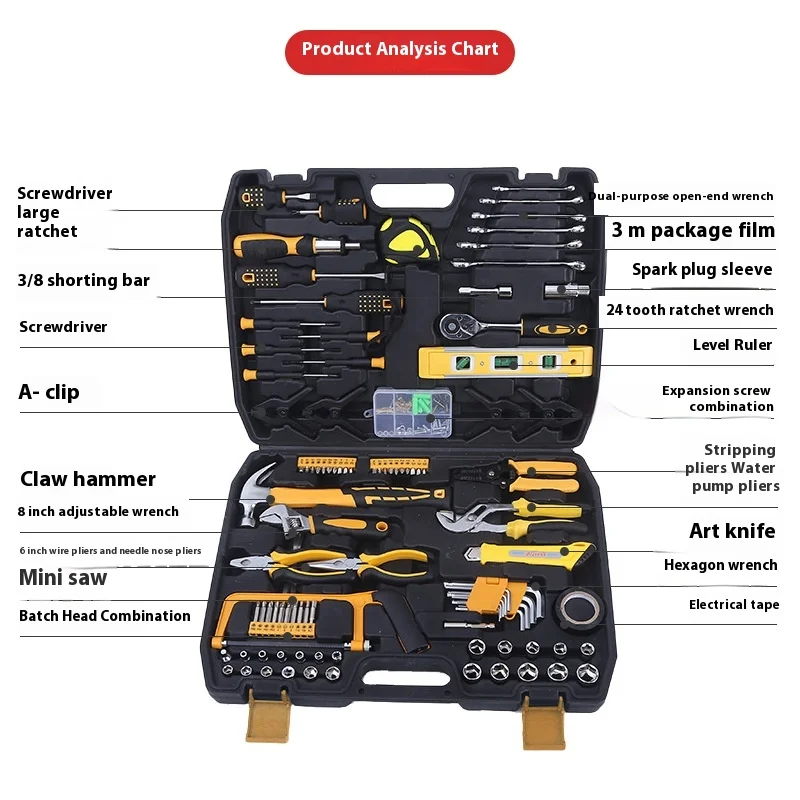 Professional 168-Piece Auto Repair Combination Tool Set Hand Operated Ratchet Type Car Maintenance Home Garage Box Case Included