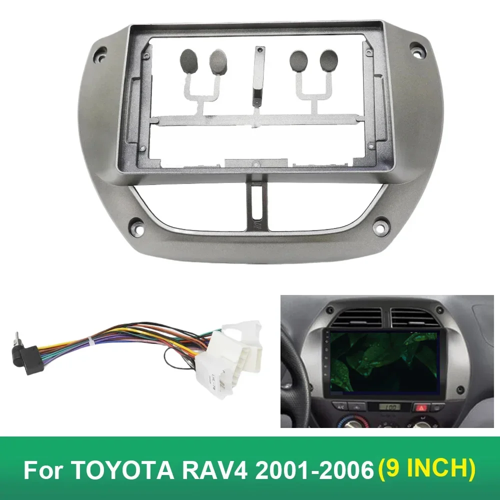 9 Inch Car Fascia For TOYOTA RAV4 2001 2002 2003 2004 2005 2006 Video Panel Player Audio Dash 2 Din Frame Dashboard Mount Kit