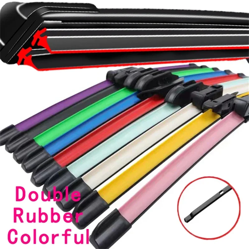 

Colorful BAYONET ARM Car Windshield Wiper blades Universal Soft Double layer Rubber Frameless Bracketless 16" 19" 20" 22" 24"26"