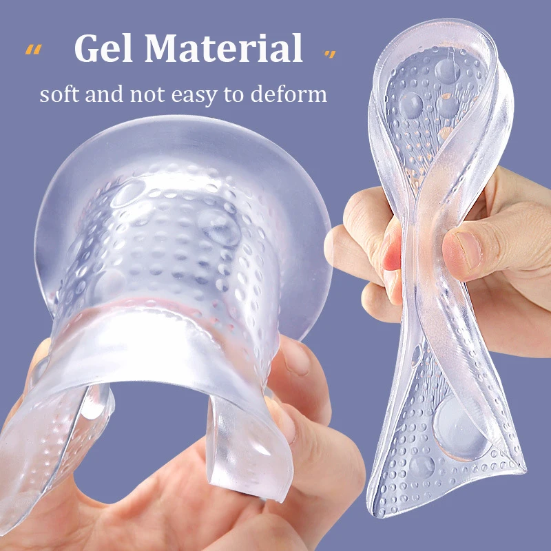 1Pair Silicone Gel Massage Insole Women High Heel Shoes Flat Foot Arch Support Pads Shoe Inserts Transparent Massage Insole